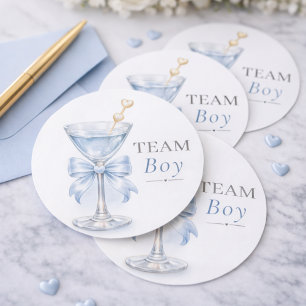 Blue Team Jongen Geslacht Onthulling Waterverf Mar Ronde Sticker
