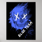 Blue Team Skull-Poster Poster (Voorkant)