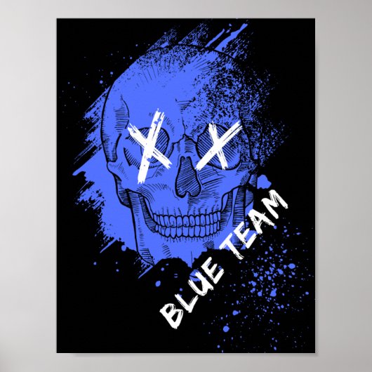 Blue Team Skull-Poster Poster (Voorkant)