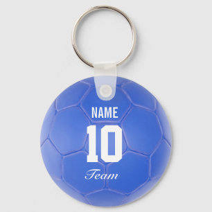 Blue Team Voetbal - Gepersonaliseerde naam Sleutelhanger