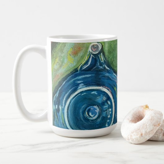 Blue Teapot and Chai Artwork Koffiemok (Met donut)
