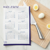 Blue Teapot & Pastry 2026 Calendar Tea Towel Theedoek (Quarter Fold)