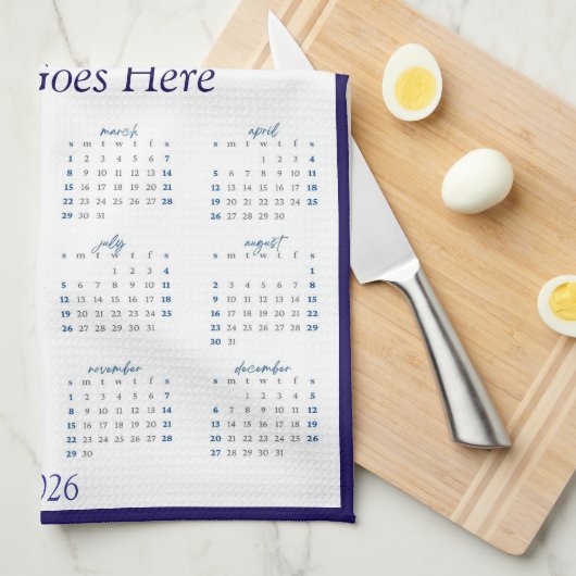 Blue Teapot & Pastry 2026 Calendar Tea Towel Theedoek (Quarter Fold)