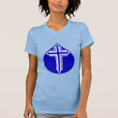 Blue Teardrop White Cross T-shirt (Voorkant)