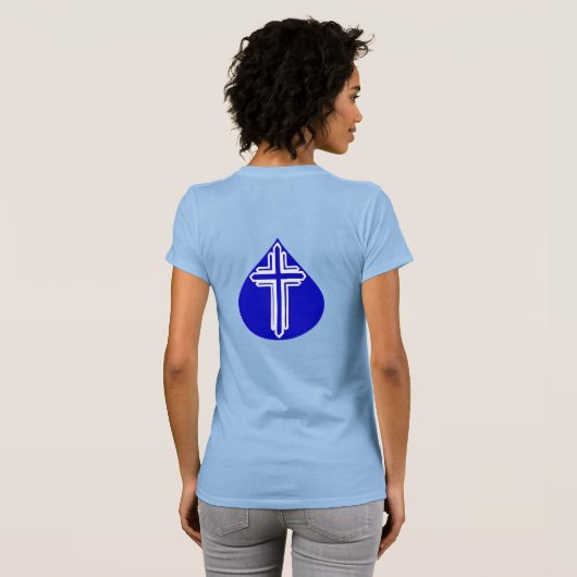 Blue Teardrop White Cross T-shirt (Achterkant volledig)