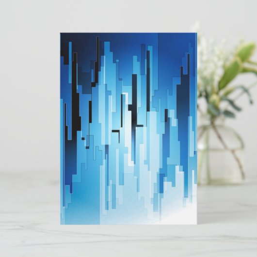 Blue Tech Art Artistic Design Invitations Kaart (Staand voorkant)