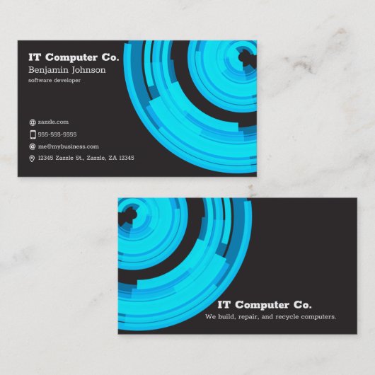 Blue Tech op Dark Grey Visitekaartje (Voorkant / Achterkant)
