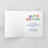 Blue Teddy Bear 1st Birthday Kaart (Binnen)