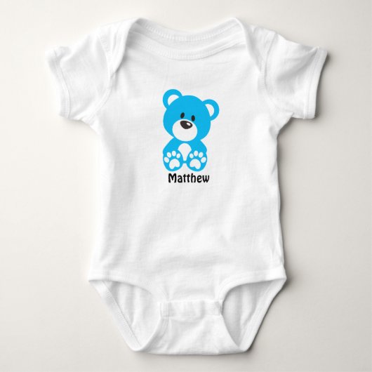 Blue Teddy Bear Baby Jersey Bodysuit (Voorkant)
