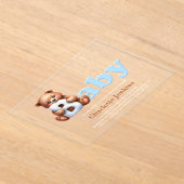 Blue Teddy Bear Baby shower Acryl Uitnodigingen (Laagn)