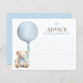 Blue Teddy Bear Baby shower Advies Kaart (Voorkant / Achterkant)