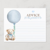 Blue Teddy Bear Baby shower Advies Kaart (Voorkant)