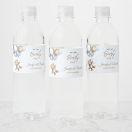 Blue Teddy Bear Baby shower Ballonnen Waterfles Etiket