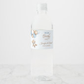 Blue Teddy Bear Baby shower Ballonnen Waterfles Etiket (Voorkant)