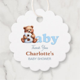 Blue Teddy Bear Baby shower Bedankjes Labels