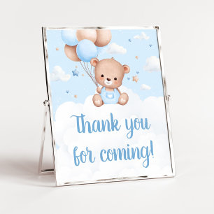 Blue Teddy Bear Baby shower Bedankt Teken Poster