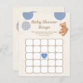 Blue Teddy Bear Baby shower Bingo Game (Voorkant / Achterkant)