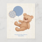 Blue Teddy Bear Baby shower Bingo Game (Achterkant)