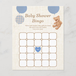 Blue Teddy Bear Baby shower Bingo Game
