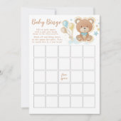 Blue Teddy Bear Baby shower Bingo Game Kaart (Voorkant)