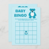 Blue Teddy Bear Baby shower Bingo spel Kaarten (Voorkant / Achterkant)