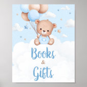 Blue Teddy Bear Baby shower Boeken en Geschenken T Poster (Voorkant)