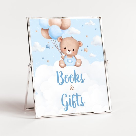 Blue Teddy Bear Baby shower Boeken en Geschenken T Poster