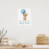 Blue Teddy Bear Baby shower Boy Sign Guest Book Poster (Keuken)