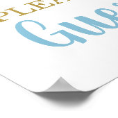 Blue Teddy Bear Baby shower Boy Sign Guest Book Poster (Hoek)