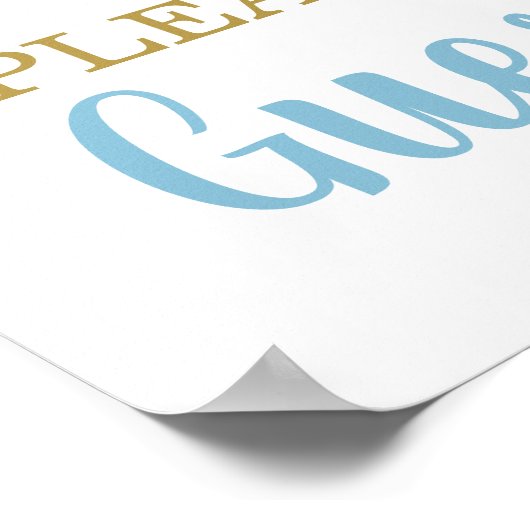 Blue Teddy Bear Baby shower Boy Sign Guest Book Poster (Hoek)