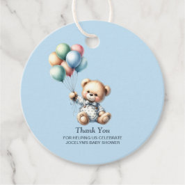 Blue Teddy Bear Baby shower Dank u Bedankjes Labels