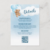 Blue Teddy Bear Baby shower Details Informatiekaartje (Voorkant)