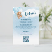 Blue Teddy Bear Baby shower Details Informatiekaartje (Staand voorkant)