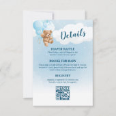 Blue Teddy Bear Baby shower Details Kaart (Voorkant)
