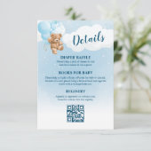 Blue Teddy Bear Baby shower Details Kaart (Staand voorkant)