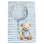 Blue Teddy Bear Baby shower Gift Bag Medium Cadeauzakje (Voorkant)