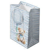 Blue Teddy Bear Baby shower Gift Bag Medium Cadeauzakje (Achterkant Gekanteld)