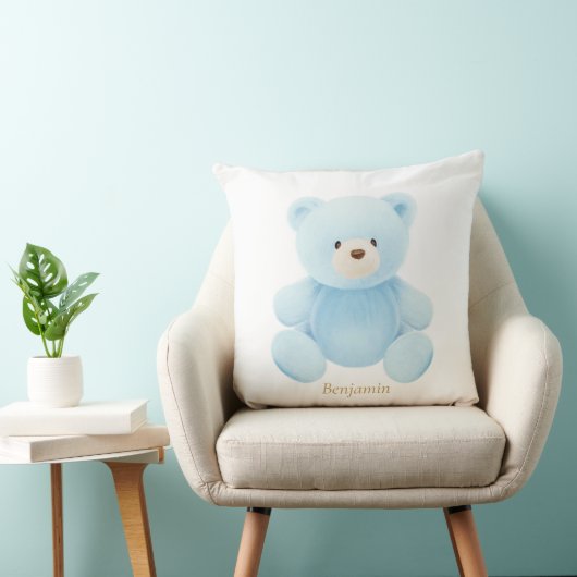 Blue Teddy Bear Baby shower Gift Kussen (Stoel)