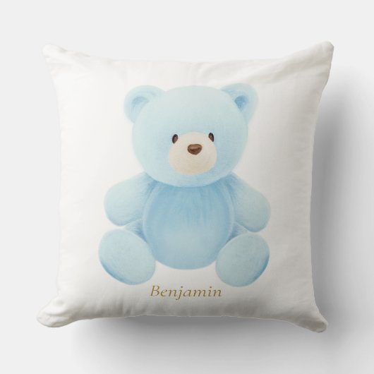 Blue Teddy Bear Baby shower Gift Kussen (Voorkant)