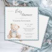 Blue Teddy Bear Baby Shower Invitation