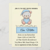 Blue Teddy Bear Baby Shower Invitation | Kaart (Voorkant / Achterkant)