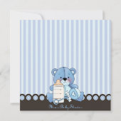 Blue Teddy Bear Baby shower Invitation Kaart (Achterkant)