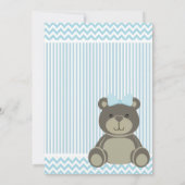 Blue Teddy Bear Baby shower Invitation Kaart (Achterkant)