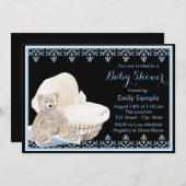 Blue Teddy Bear Baby shower Kaart (Voorkant / Achterkant)