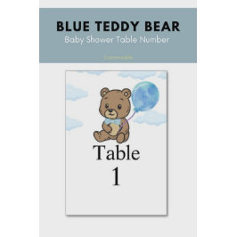 Blue Teddy Bear Baby Shower  Kaart