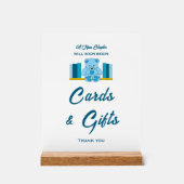 Blue Teddy Bear Baby shower Kaarten & Geschenken T Acryl Bord (Voorkant)