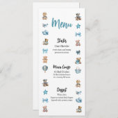 Blue Teddy Bear Baby shower Menu (Voorkant / Achterkant)