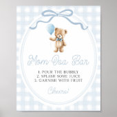 Blue Teddy Bear Baby Shower Mimosa Bar Sign Poster (Voorkant)