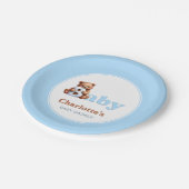 Blue Teddy Bear Baby shower Papieren Bordje (Gekanteld)
