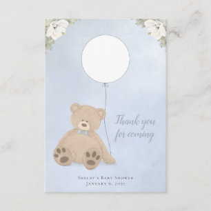 Blue Teddy Bear Baby shower Party Favor Informatiekaartje